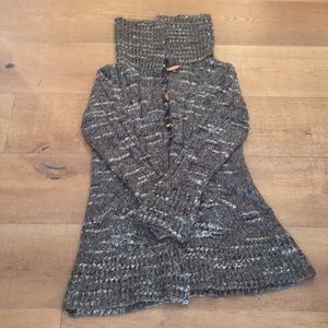 PrAna brown knit long sweater duster.